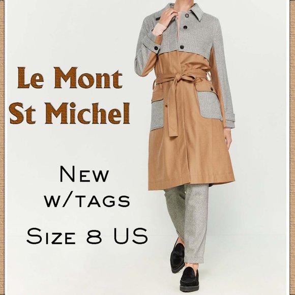 NEW Coat by Le Mont St Michel Trench style size 8 - Picture 1 of 12